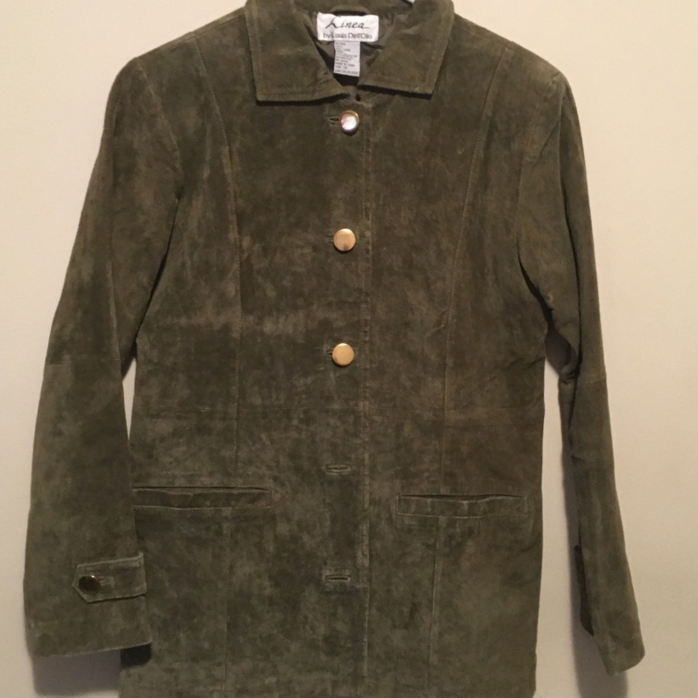 Dark Green Suede Button Up Jacket